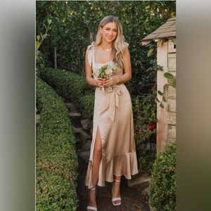 Claire Midi Dress - Champagne Luxe Satin